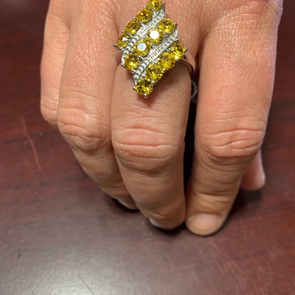 KARIS Light Color Topaz Crystal Elongated Ring in Platinum Bond - Picture 7 of 8